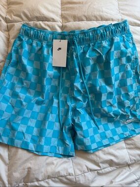 Nike Checkerboard Running Shorts - Light Blue & Aqua